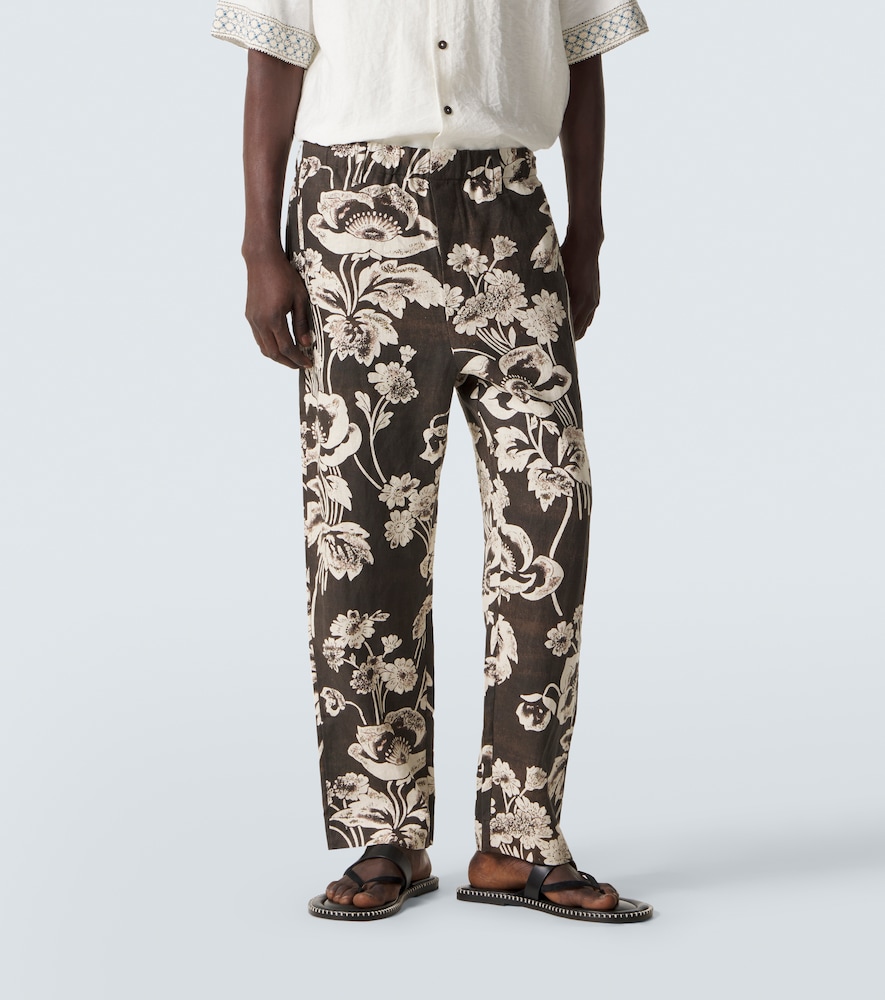  Commas Commas Floral Linen Straight Pants 