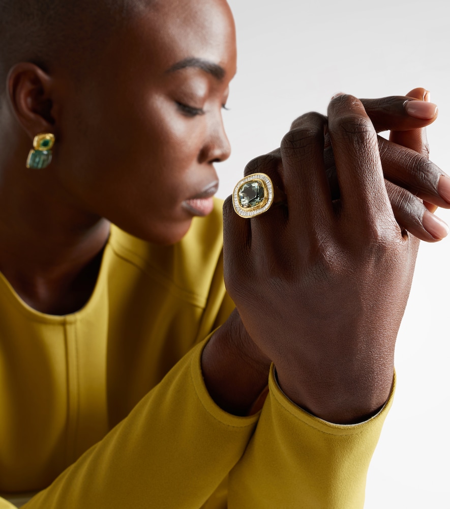Octavia Elizabeth Chroma 18kt gold ring with diamonds and beryl