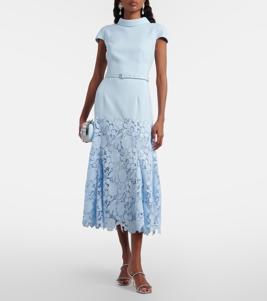 Self-Portrait Belted lace midi dress