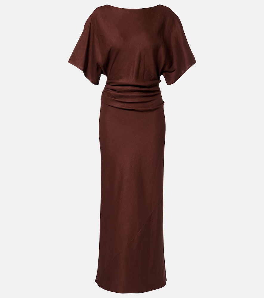 Staud Amelie linen-blend midi dress