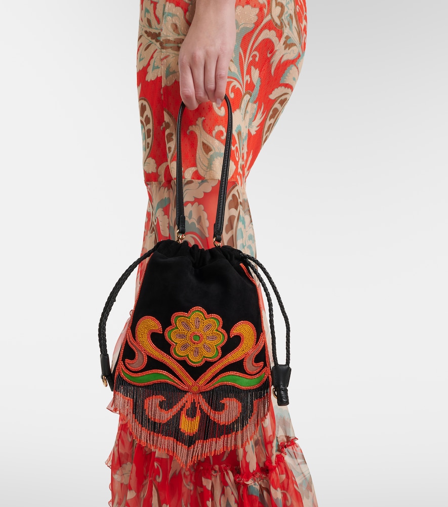Etro Kalispera Small beaded suede shoulder bag