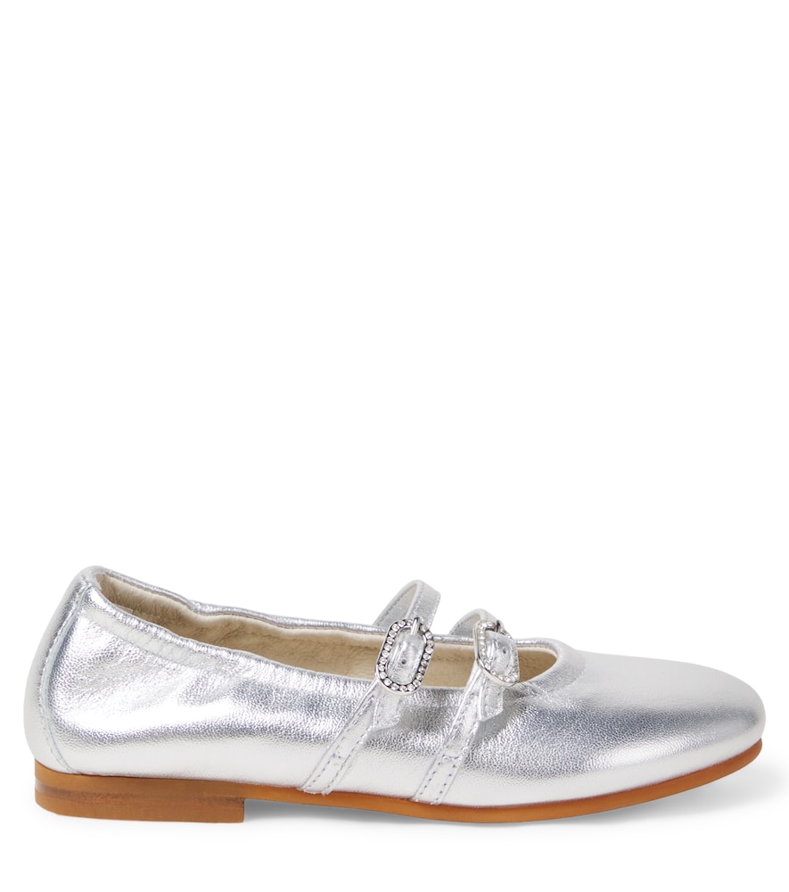  Il Gufo Il Gufo Mary-jane-ballerinas Aus Metallic-leder 
