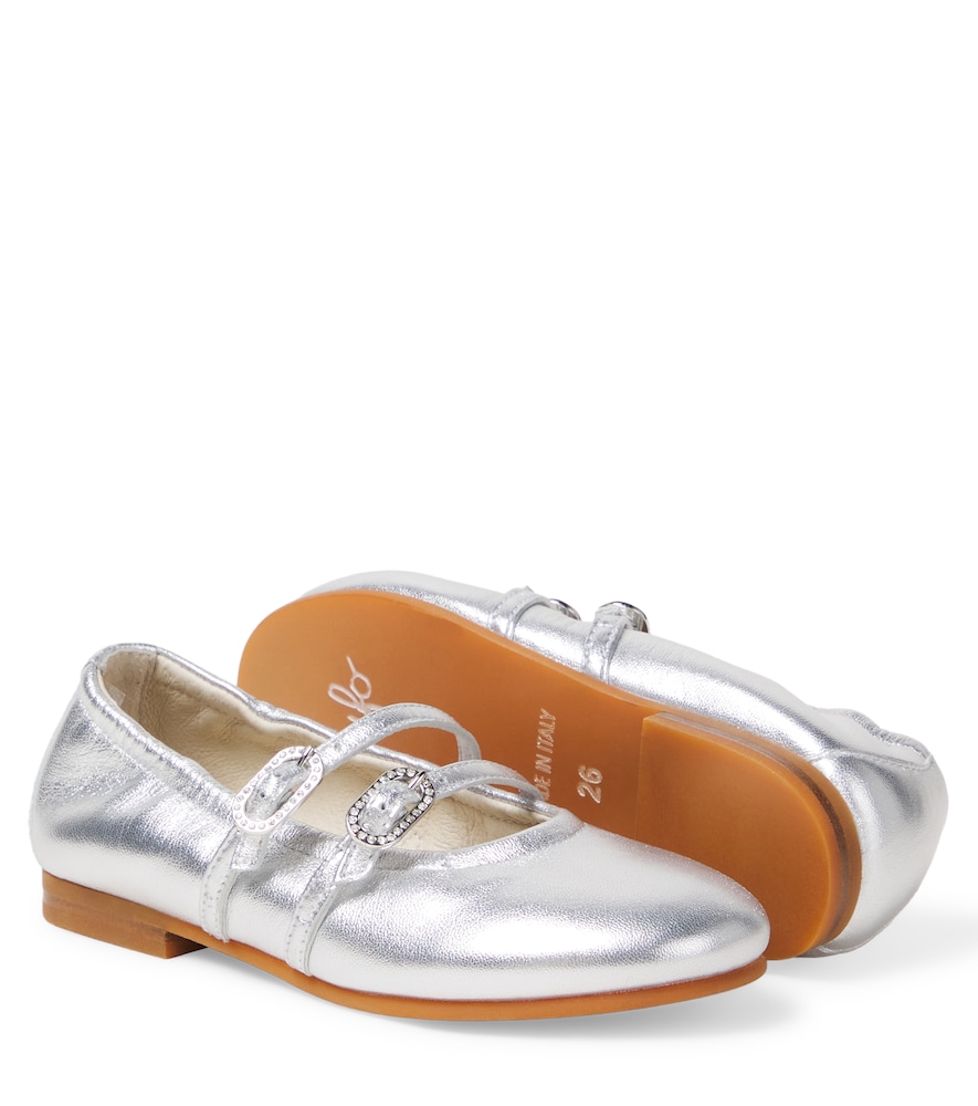  Il Gufo Il Gufo Mary-jane-ballerinas Aus Metallic-leder 