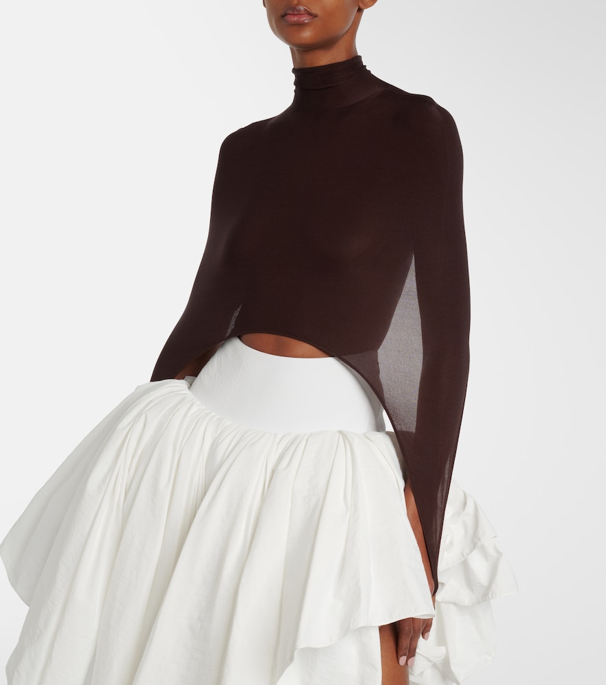  Alaia Alaia Open-back Silk-blend Turtleneck Top 