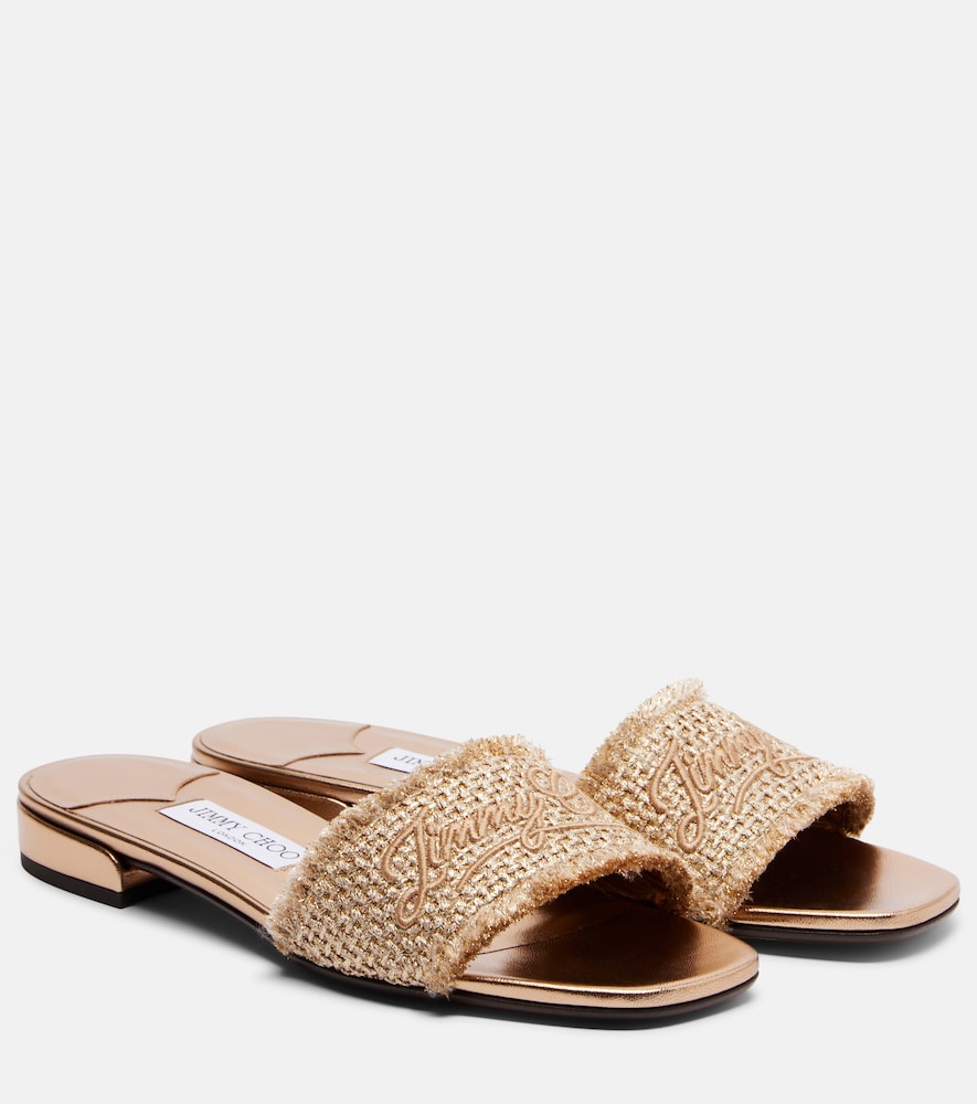 Jimmy Choo Joa embroidered woven slides