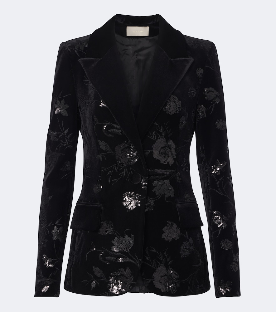 Elie Saab Sequined Velvet Blazer In Schwarz