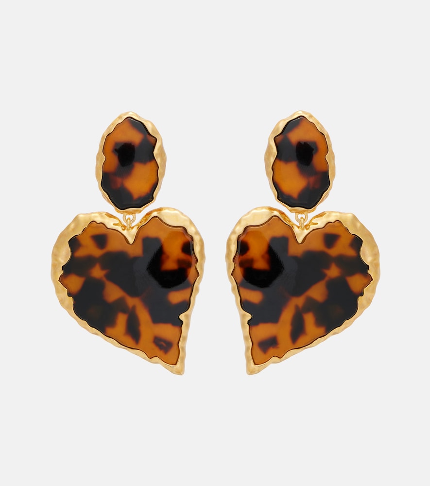Oscar de la Renta Heart embellished clip-on earrings