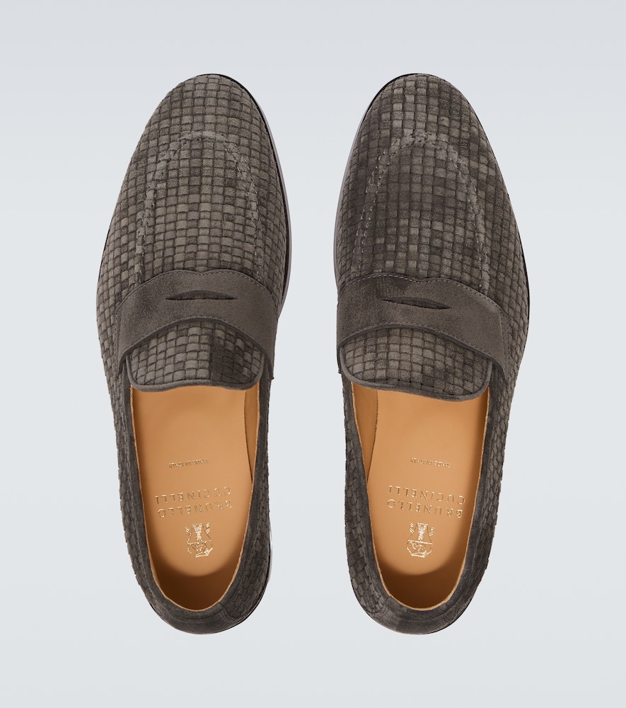 Woven Suede Penny Loafers