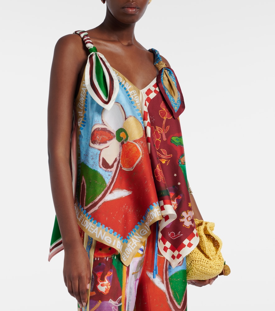 Alémais X Mlak Printed Silk Twill Top