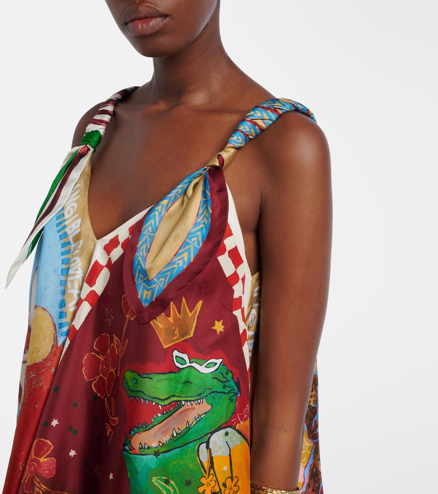 Alémais X Mlak Printed Silk Twill Top
