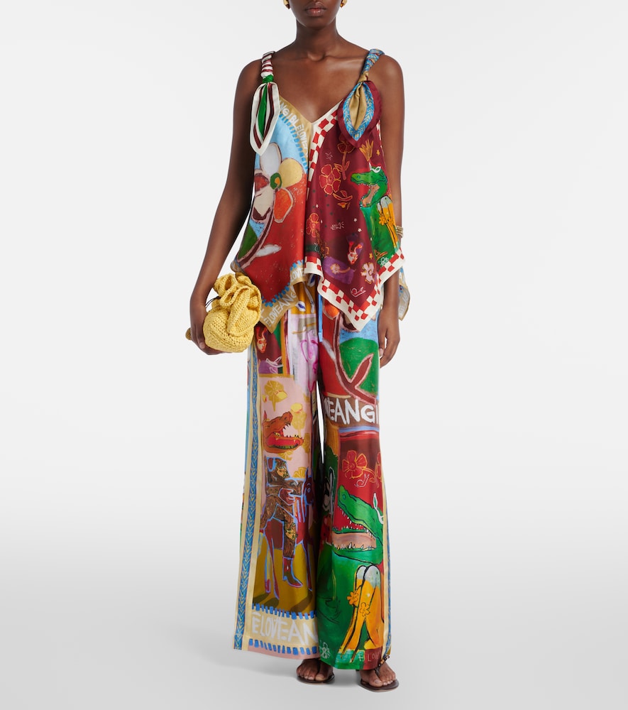 Alémais X Mlak Printed Silk Twill Top