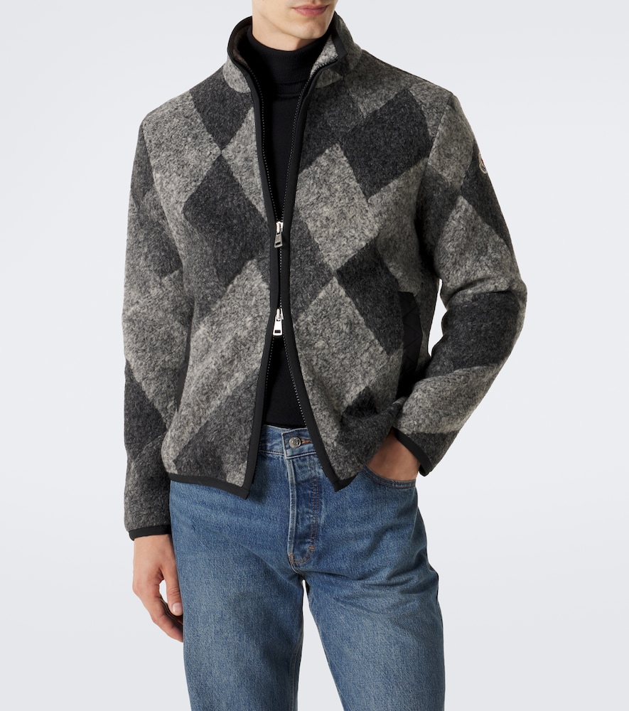 Moncler Argyle Wool-blend Jacket In Gray