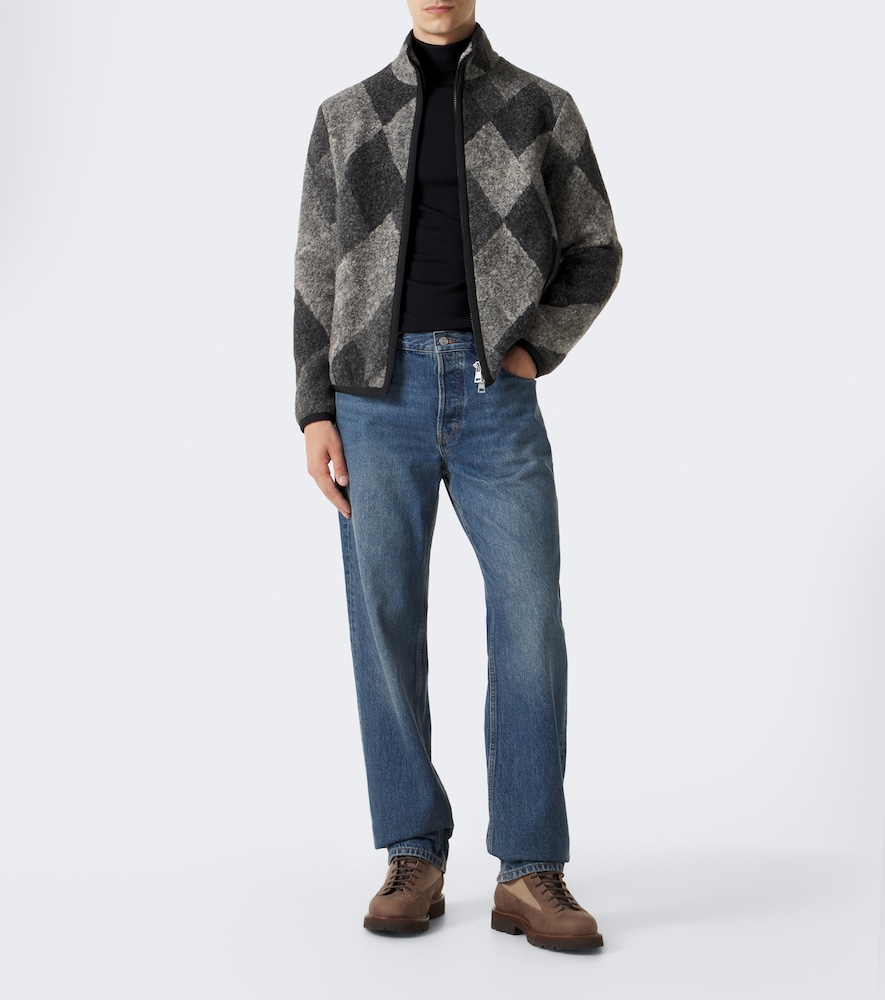Moncler Argyle Wool-blend Jacket In Gray