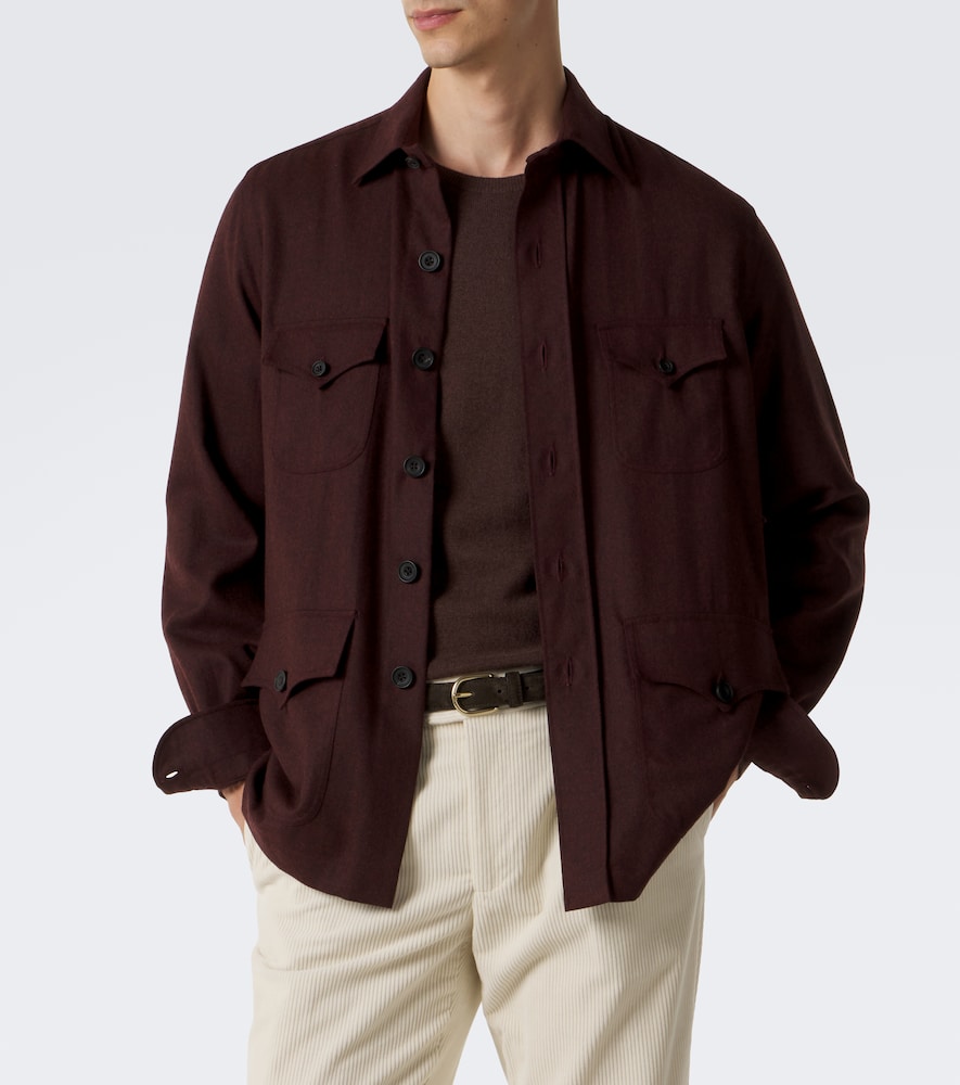 Rubinacci Wool Overshirt In Burgundy