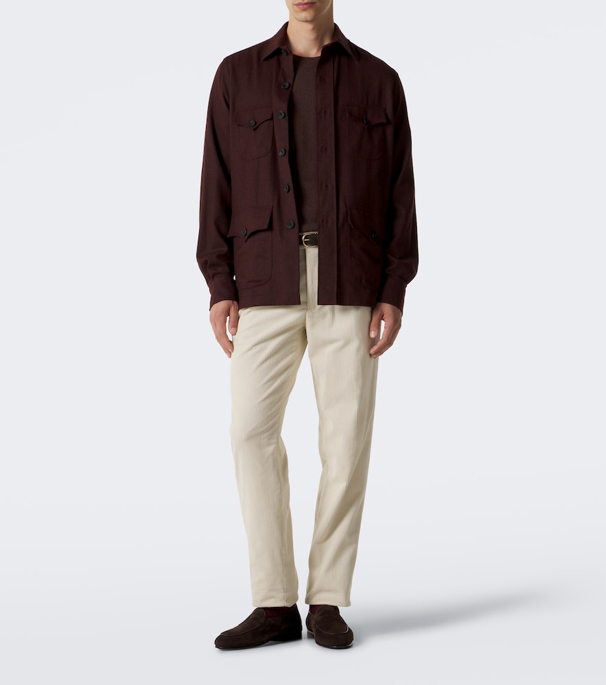 Rubinacci Wool Overshirt In Burgundy