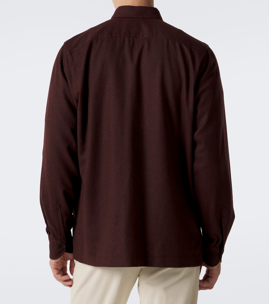 Rubinacci Wool Overshirt In Burgundy