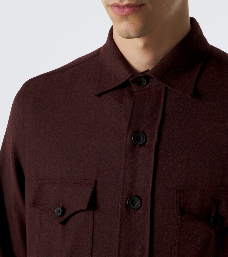 Rubinacci Wool Overshirt In Burgundy
