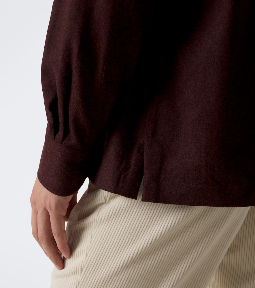 Rubinacci Wool Overshirt In Burgundy