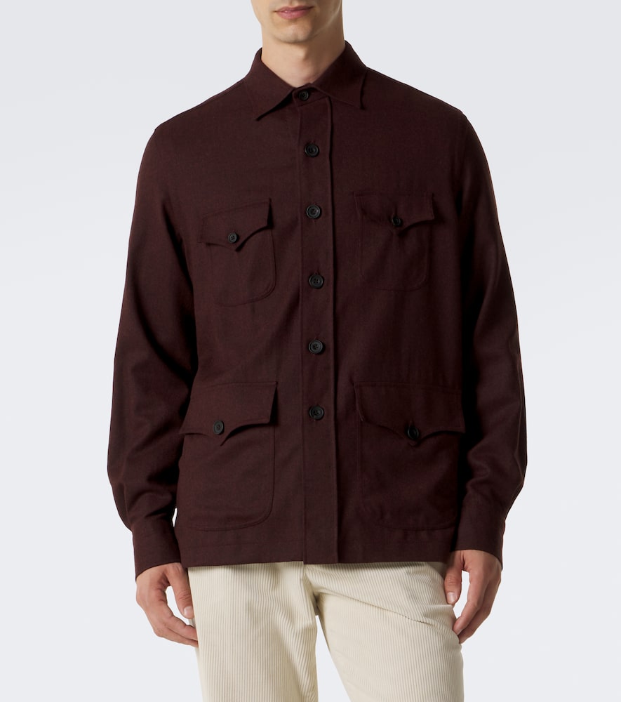 Rubinacci Wool Overshirt In Burgundy