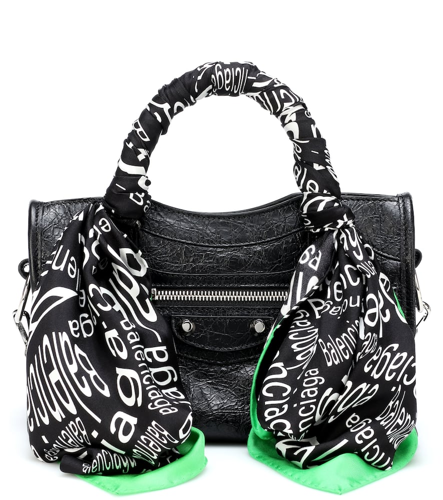 Click to view more detailed imagery on our partner's website Balenciaga Classic City Scarf Mini Leather Tote In Black