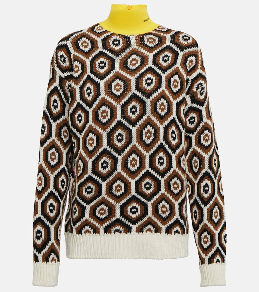 Prada Intarsia wool-blend turtleneck sweater