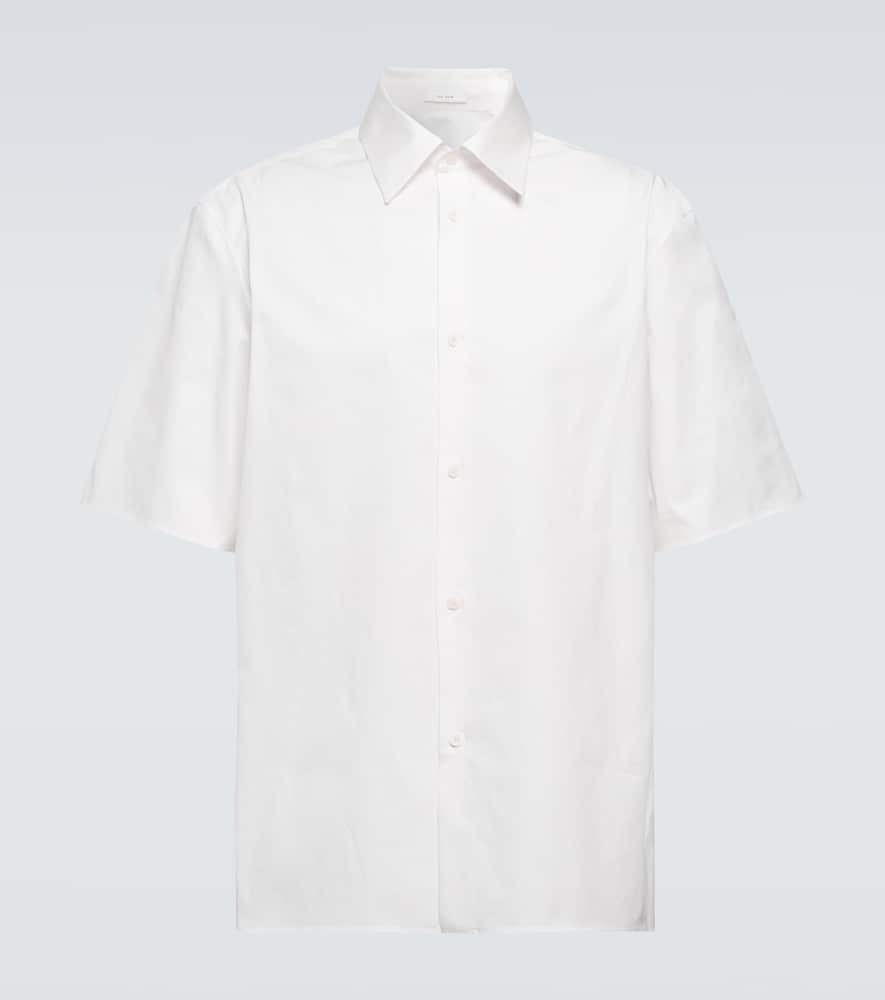 The Row Giuseppe Short-sleeved Cotton-poplin Shirt In Off White