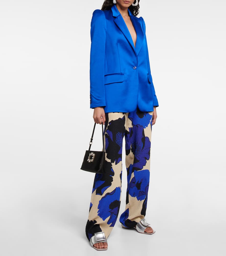 Roger Vivier Strass Heel Flat Mules In Nappa Leather In Argento