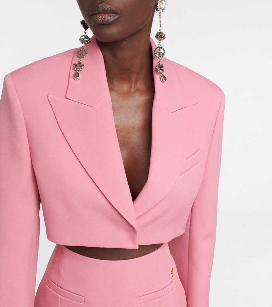 Shop Blumarine Cropped Crêpe Blazer In Bubble