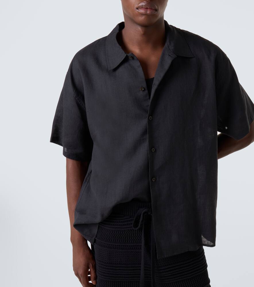 Shop Commas Oversized Linen Shirt In Black