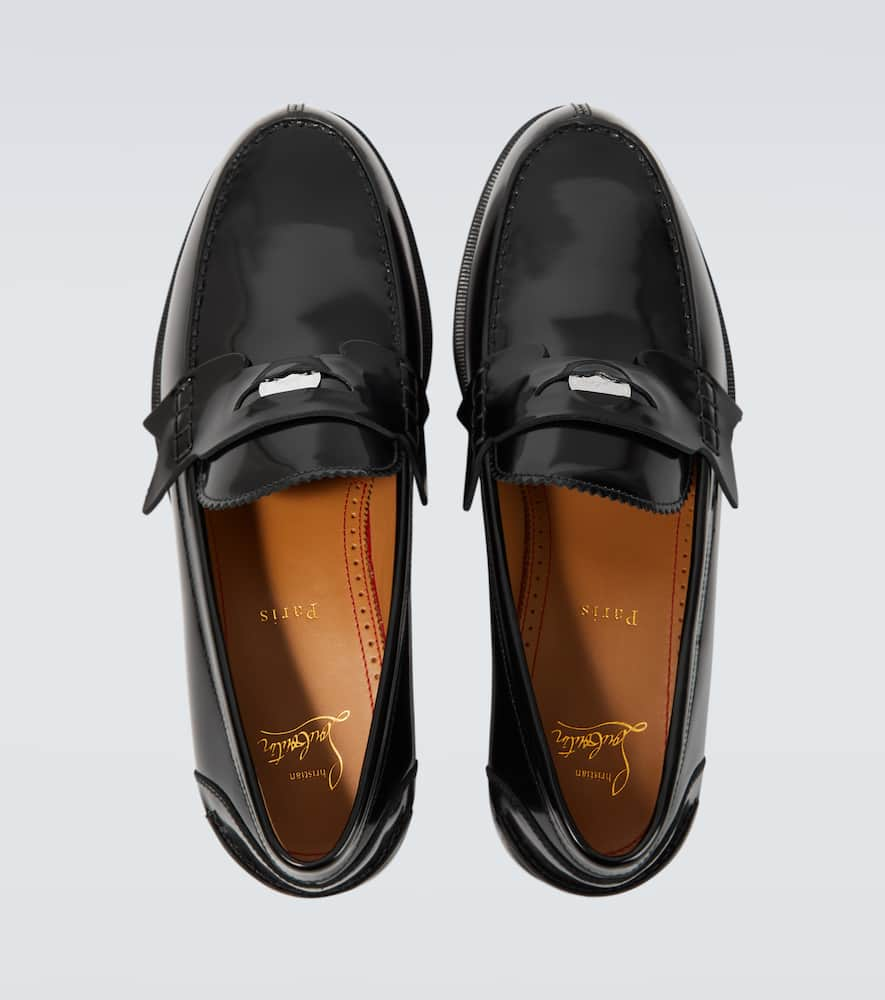 Shop Christian Louboutin Penny Leather Loafers In Black