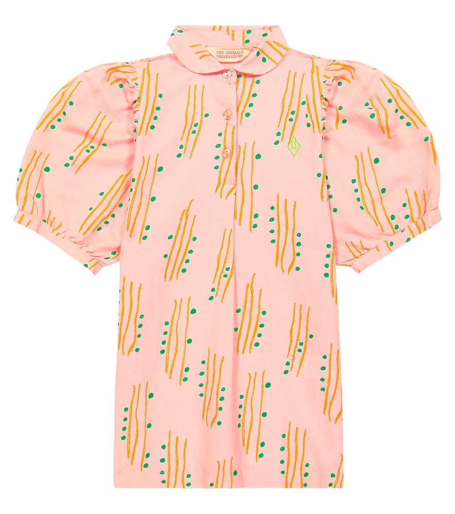 The Animals Observatory Mouse Linen And Cotton Dress In Pink