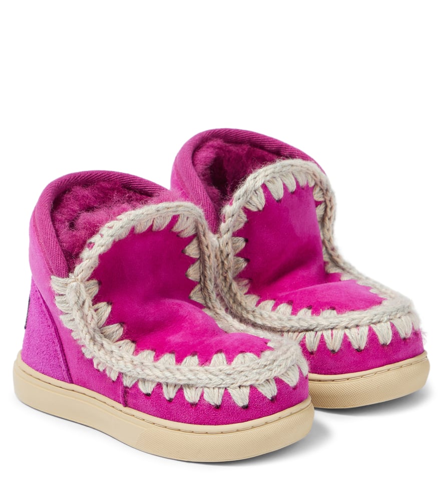 Mou Kids Shearling-lined suede sneakers