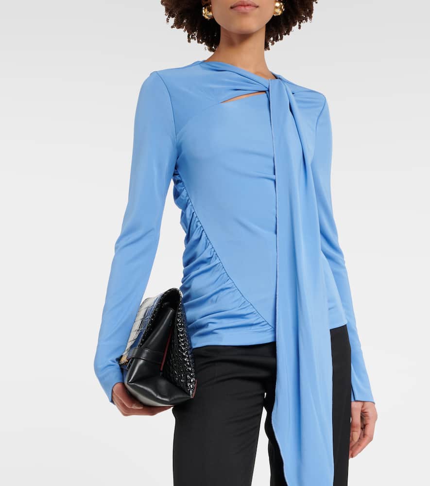 Victoria Beckham Tie Detail Stretch Top In Blue