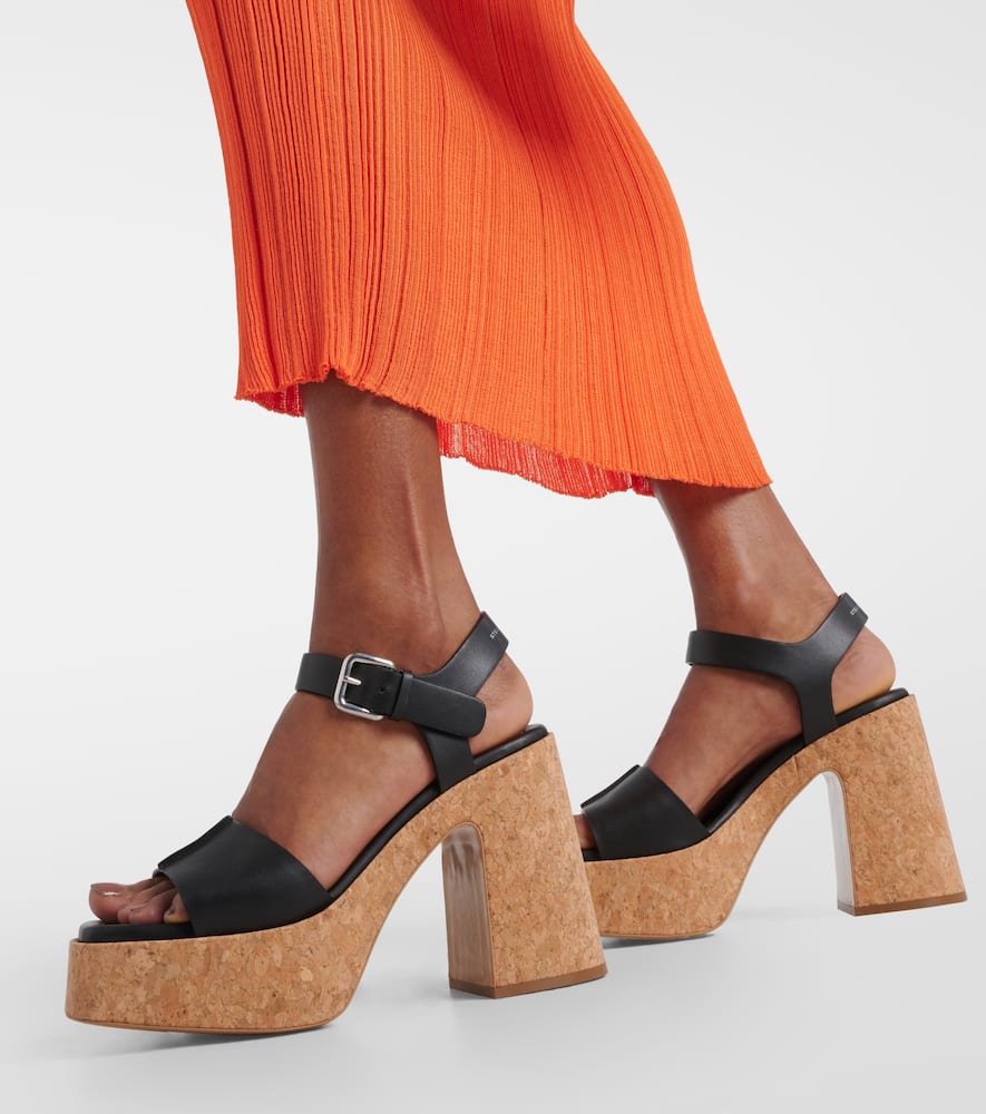 Stella Mccartney Skyla Faux Leather Platform Sandals In Black