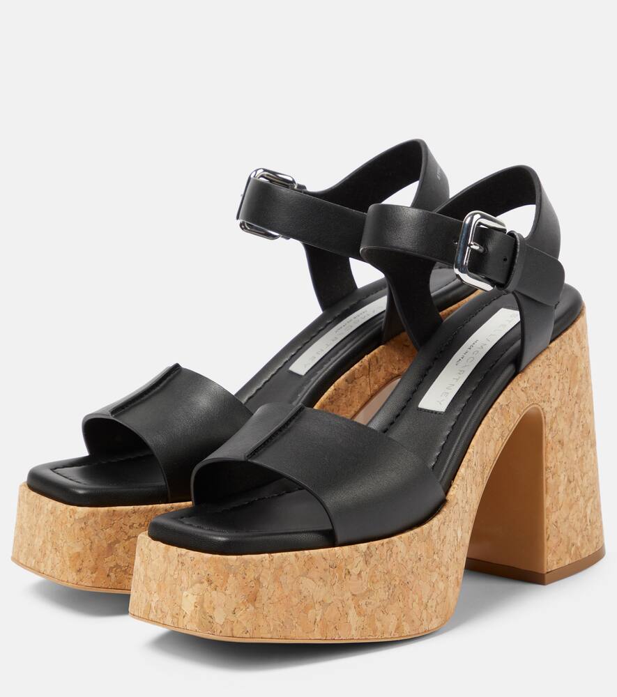 Shop Stella Mccartney Skyla Faux Leather Platform Sandals In Black