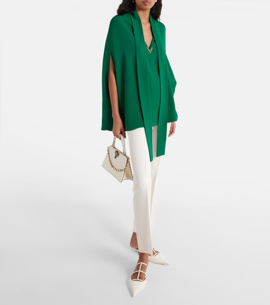 Valentino Caped tie-neck silk blouse