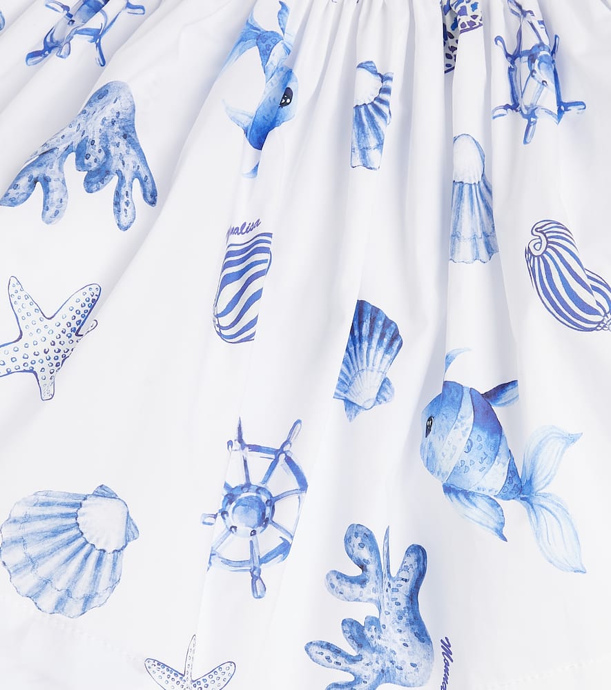 Shop Monnalisa Printed Cotton Skirt In Bianco+bluette