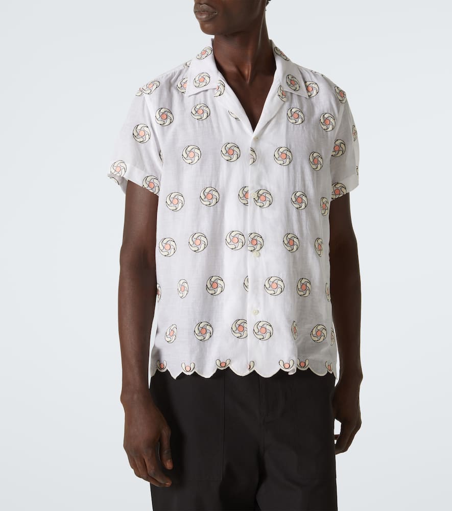 FLORAL APERTURE棉质扇贝边衬衫