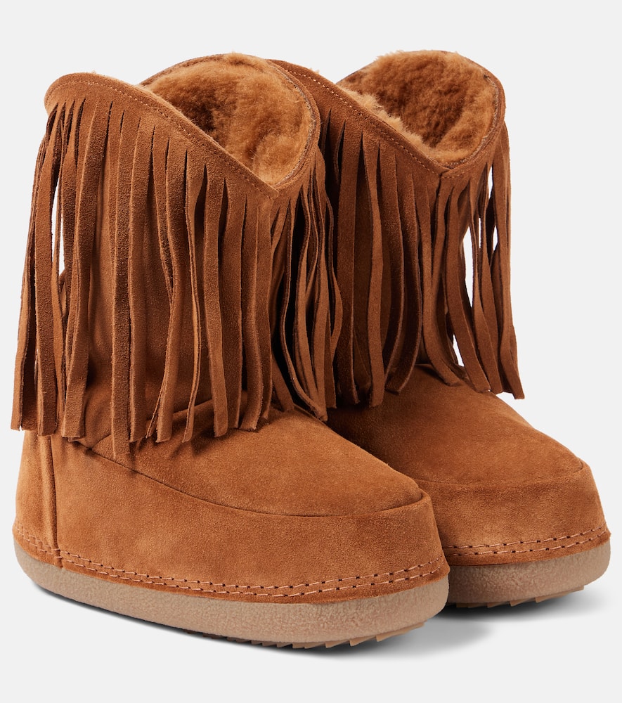 Inuikii Cowboy Fringes Suede Snow Boots In Braun