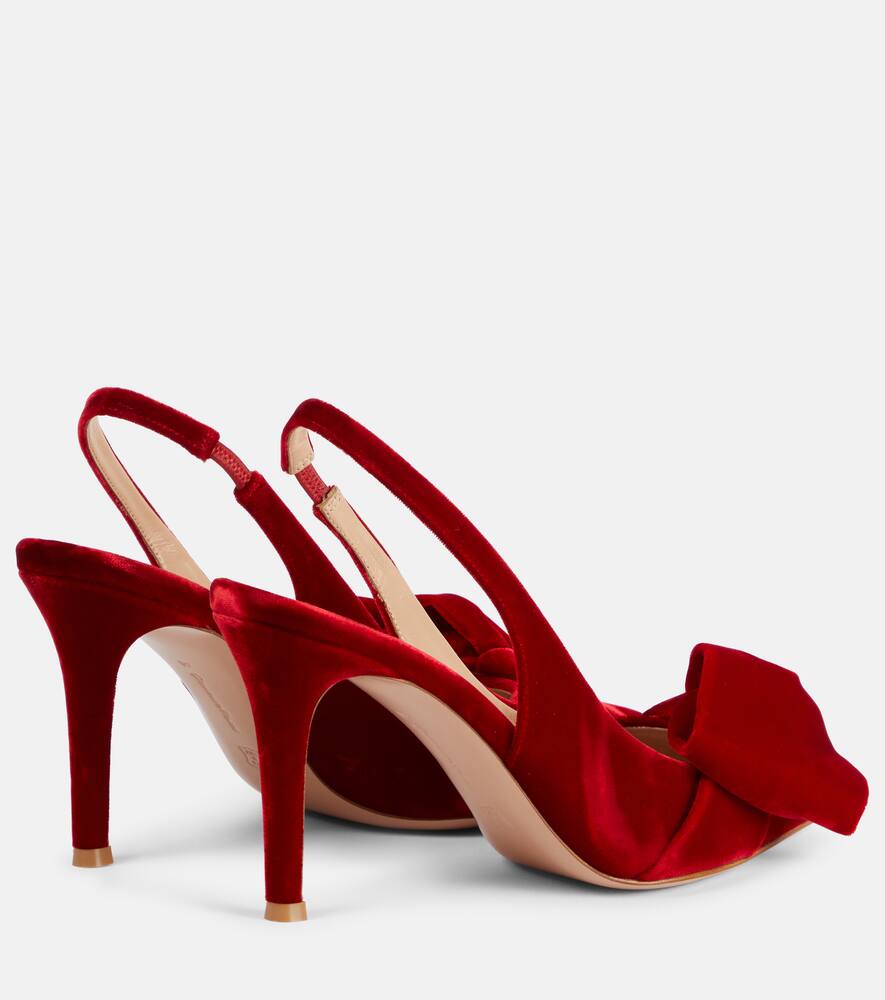 GIANVITO ROSSI 85 BOW-DETAIL VELVET SLINGBACK PUMPS