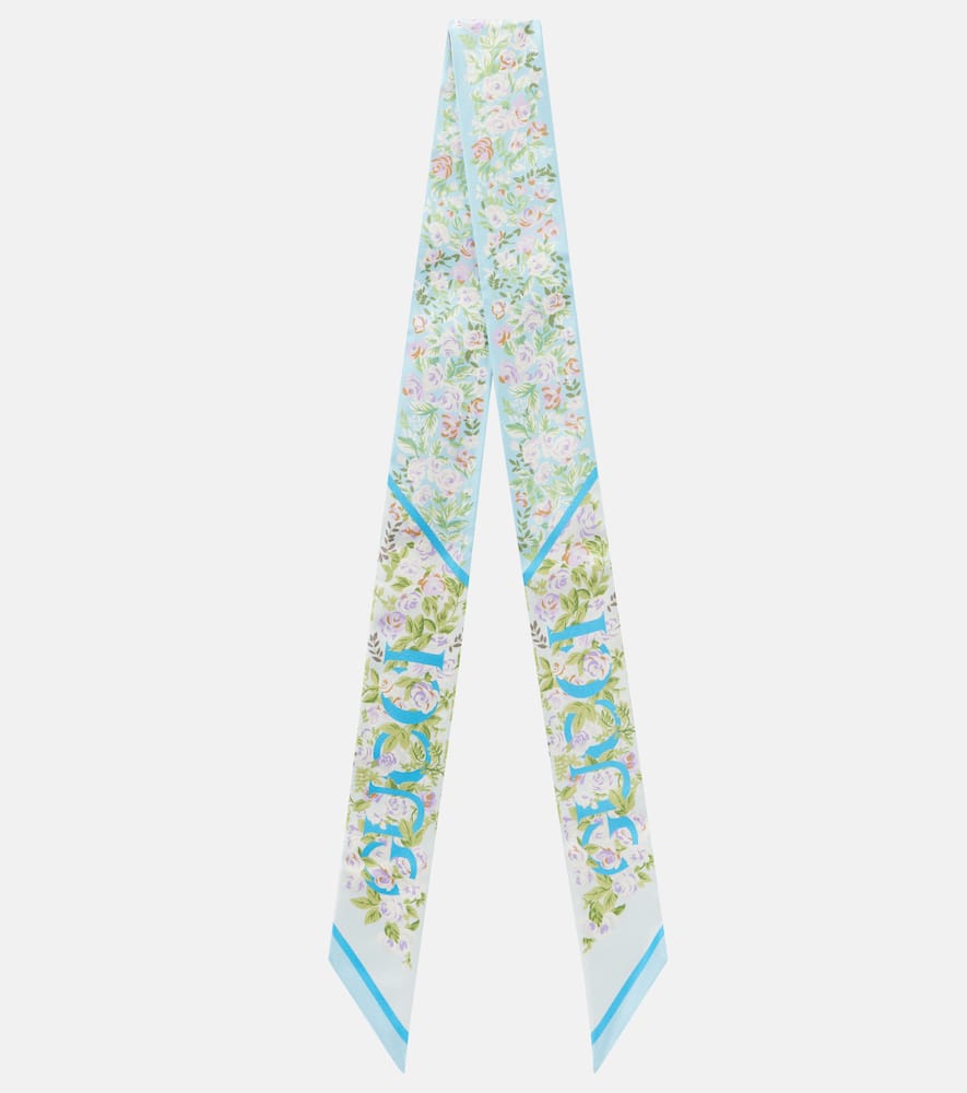 Floral silk twill scarf