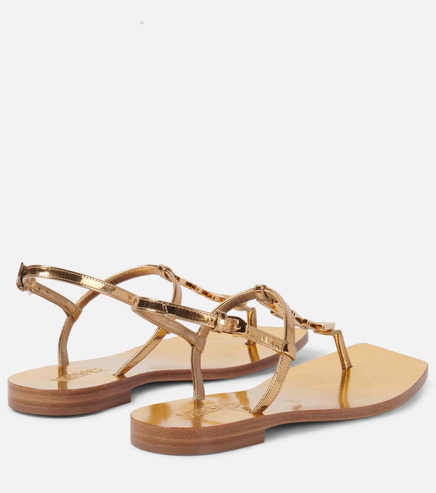 Versace Metallic Leather Thong Sandals In 1x00v-gold- Gold