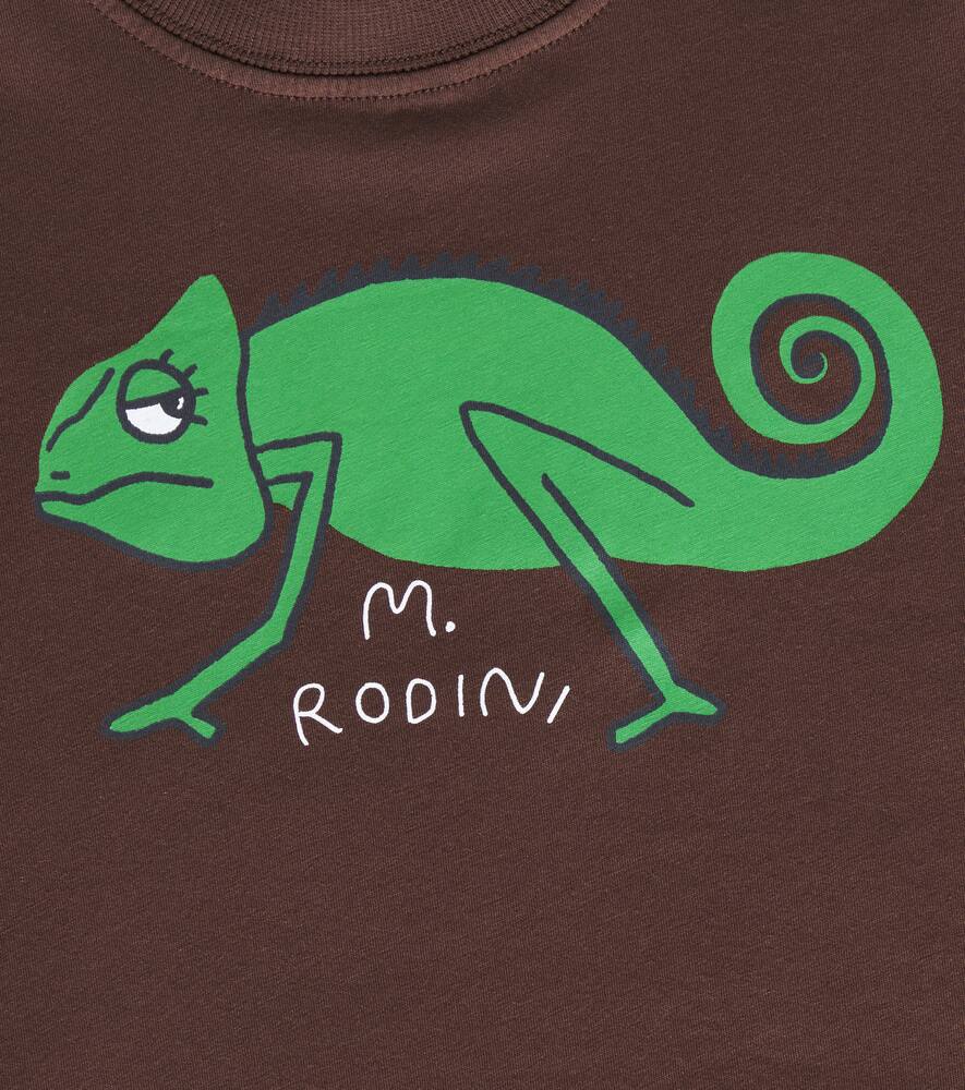 Mini Rodini Bedrucktes T-shirt Aus Baumwoll-jersey In Braun