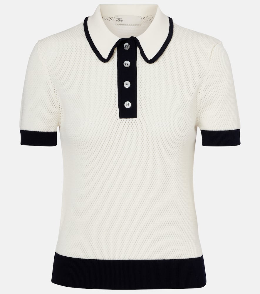 Open-knit polo shirt