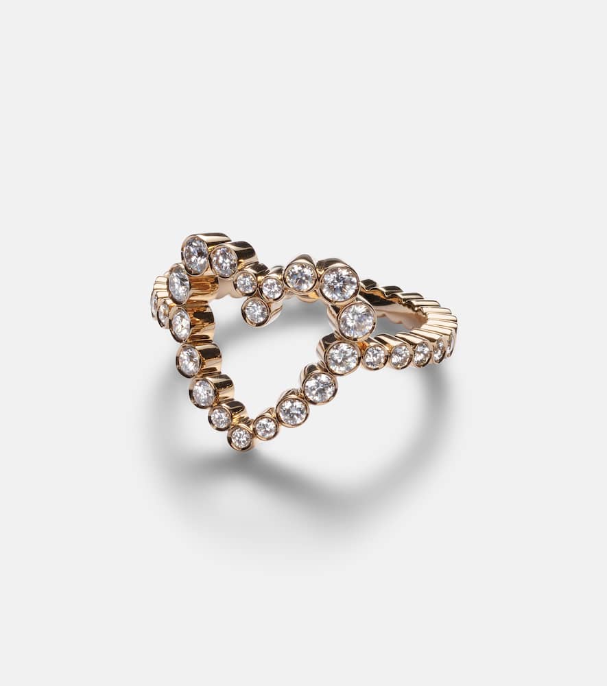 Ensemble Coeur 18kt gold ring with diamonds