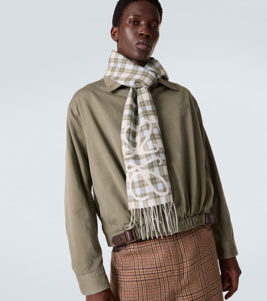  Loewe Loewe Anagram Checked Silk And Cashmere Scarf 