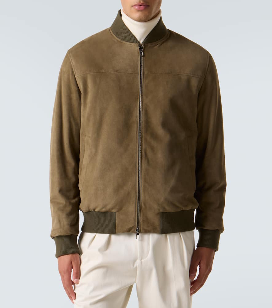 Loro Piana Ivy Leather Bomber Jacket In Green