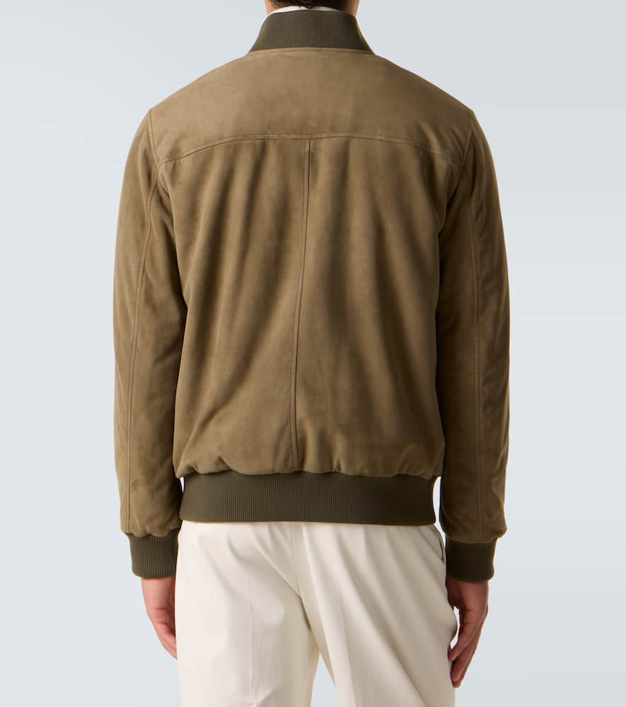 Loro Piana Ivy Leather Bomber Jacket In Green