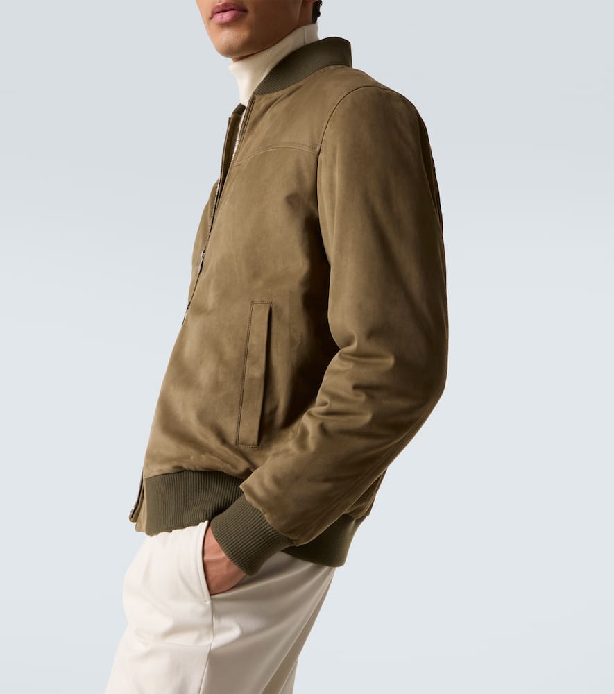 Loro Piana Ivy Leather Bomber Jacket In Green