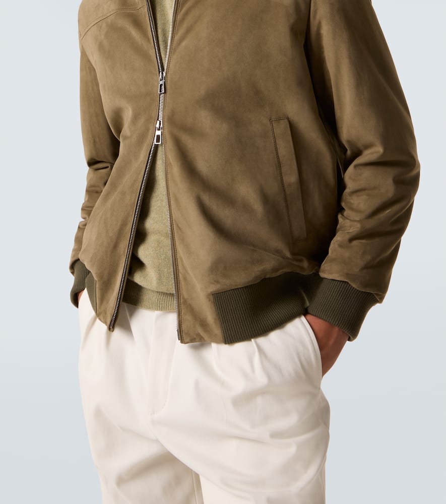 Loro Piana Ivy Leather Bomber Jacket In Green